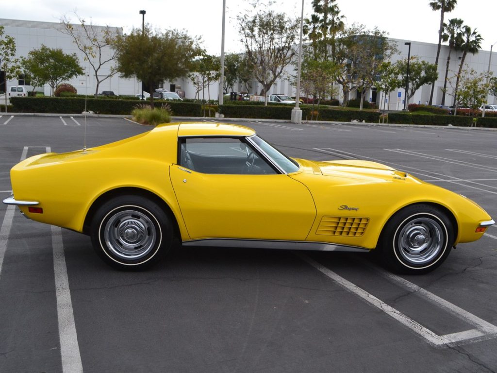A 1971 Chevrolet Corvette’s LS6 7.4 Liter V8 rated at 425 gross horsepower